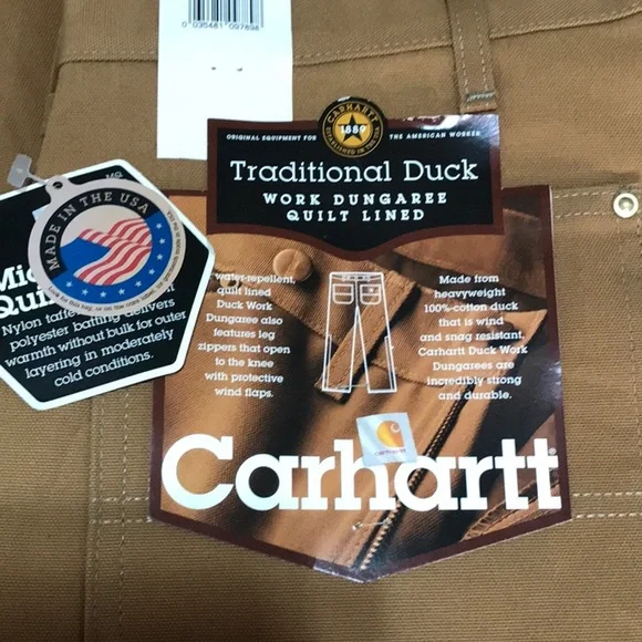Vintage Carhartt Quilt Lined Work Pants jeans WQ106 SUSPENDER NWT